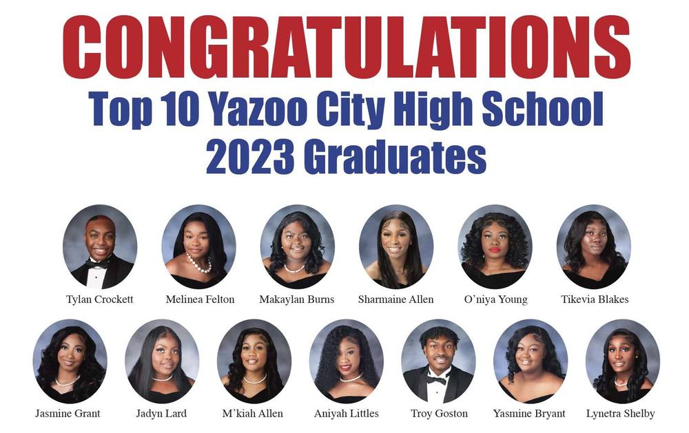 Congratulations to the Top 10 Yazoo City Graduates